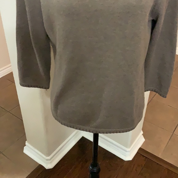 Rafaella brown scoop neckline long sleeve pullover woven knit sweater - Picture 7 of 16